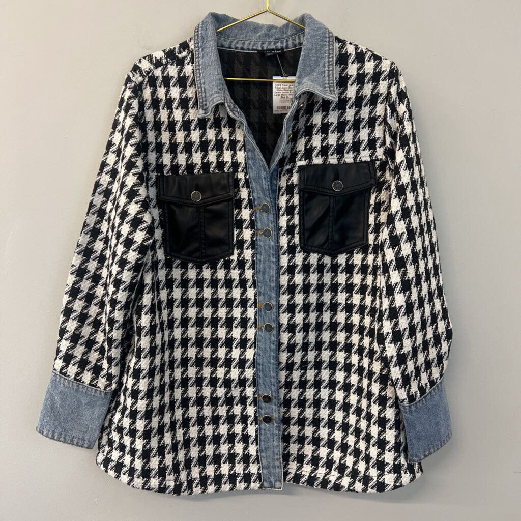 Tribal Jeans Black/ White Gingham/ Denim Jacket Extra Large