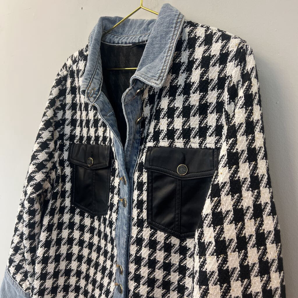 Tribal Jeans Black/ White Gingham/ Denim Jacket Extra Large