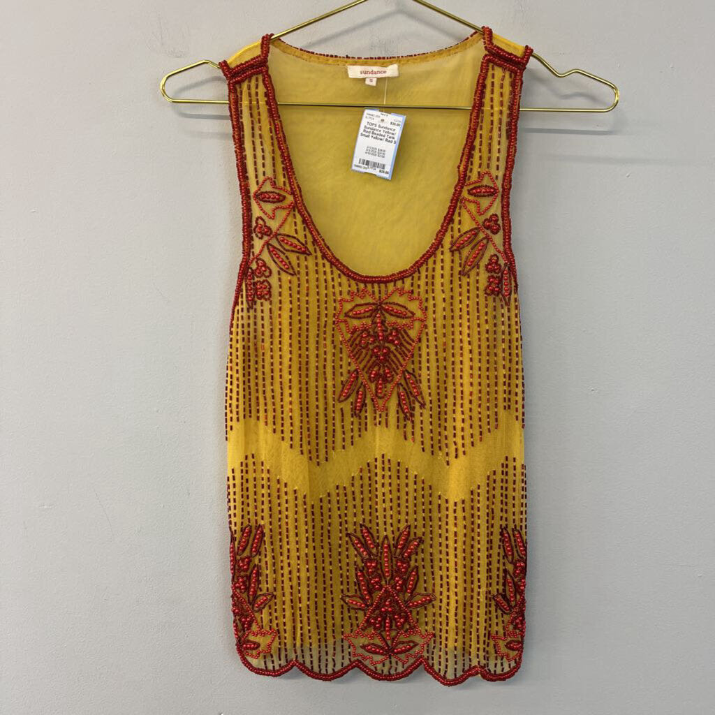 Sundance Yellow/ Red Beaded Tank Small