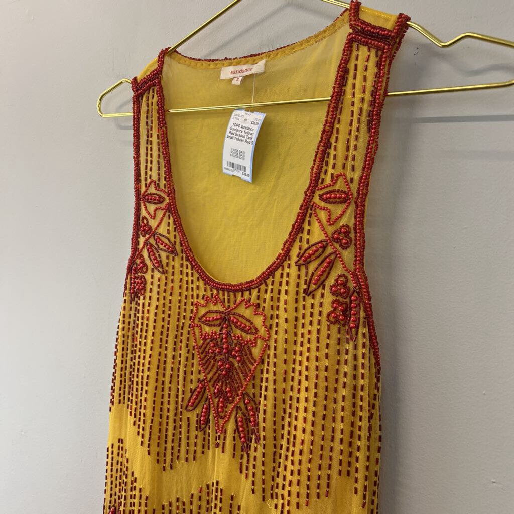 Sundance Yellow/ Red Beaded Tank Small