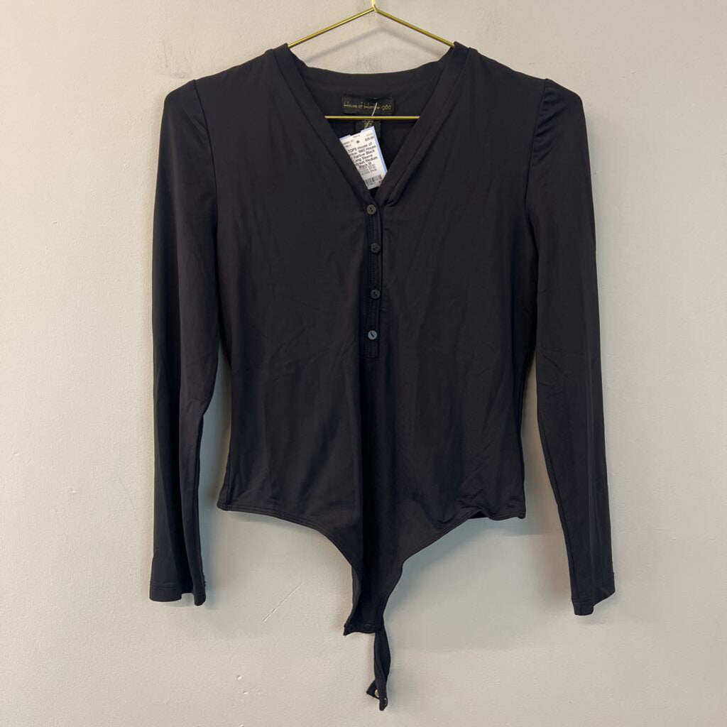 House of Harlow Black Long Sleeve Bodysuit Medium