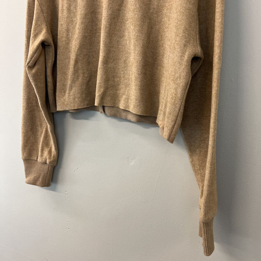 Zara Brown Long Sleeve Cropped Top Medium