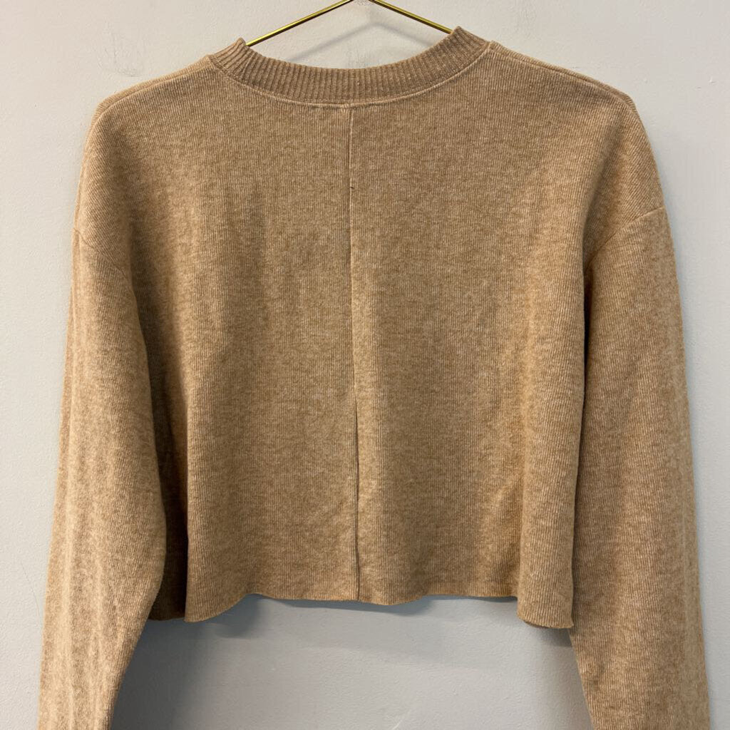 Zara Brown Long Sleeve Cropped Top Medium