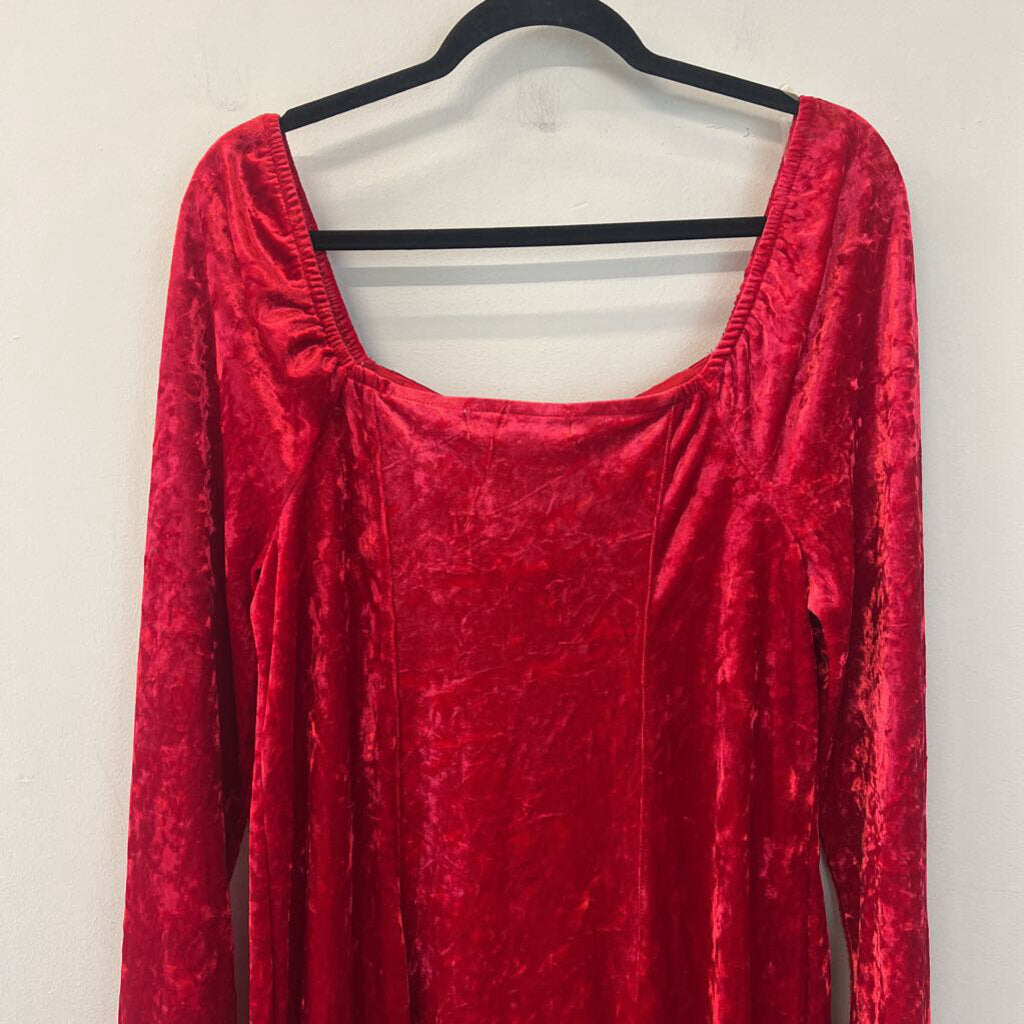 Madden NYC Red Crushed Velvet Long Sleeve Dress Extra Large