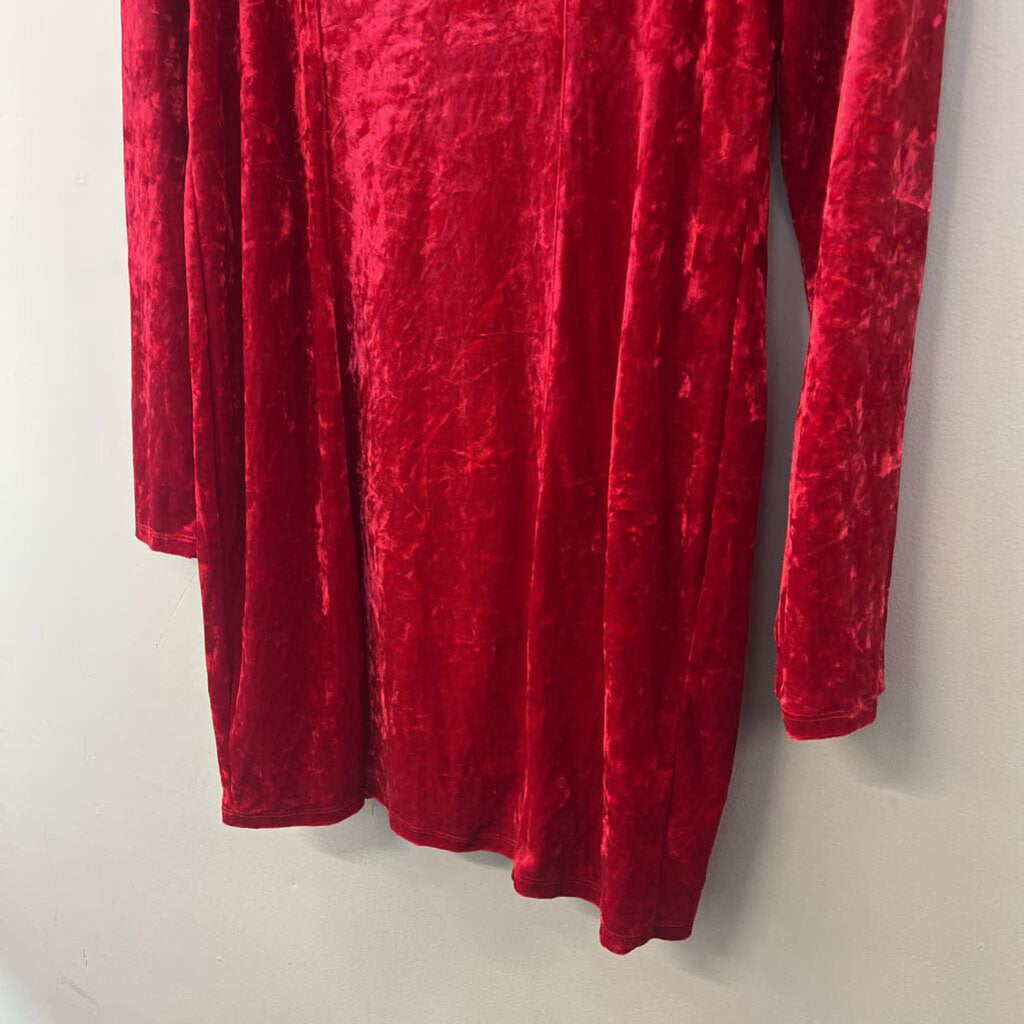 Madden NYC Red Crushed Velvet Long Sleeve Dress Extra Large