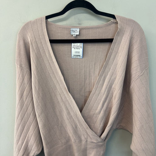 Cozy Co Pink Long Sleeve Deep V Top M/L