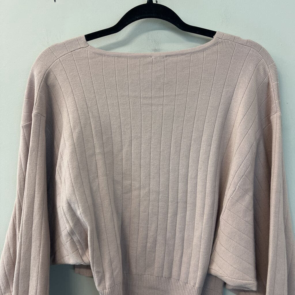 Cozy Co Pink Long Sleeve Deep V Top M/L