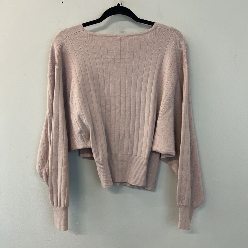 Cozy Co Pink Long Sleeve Deep V Top M/L