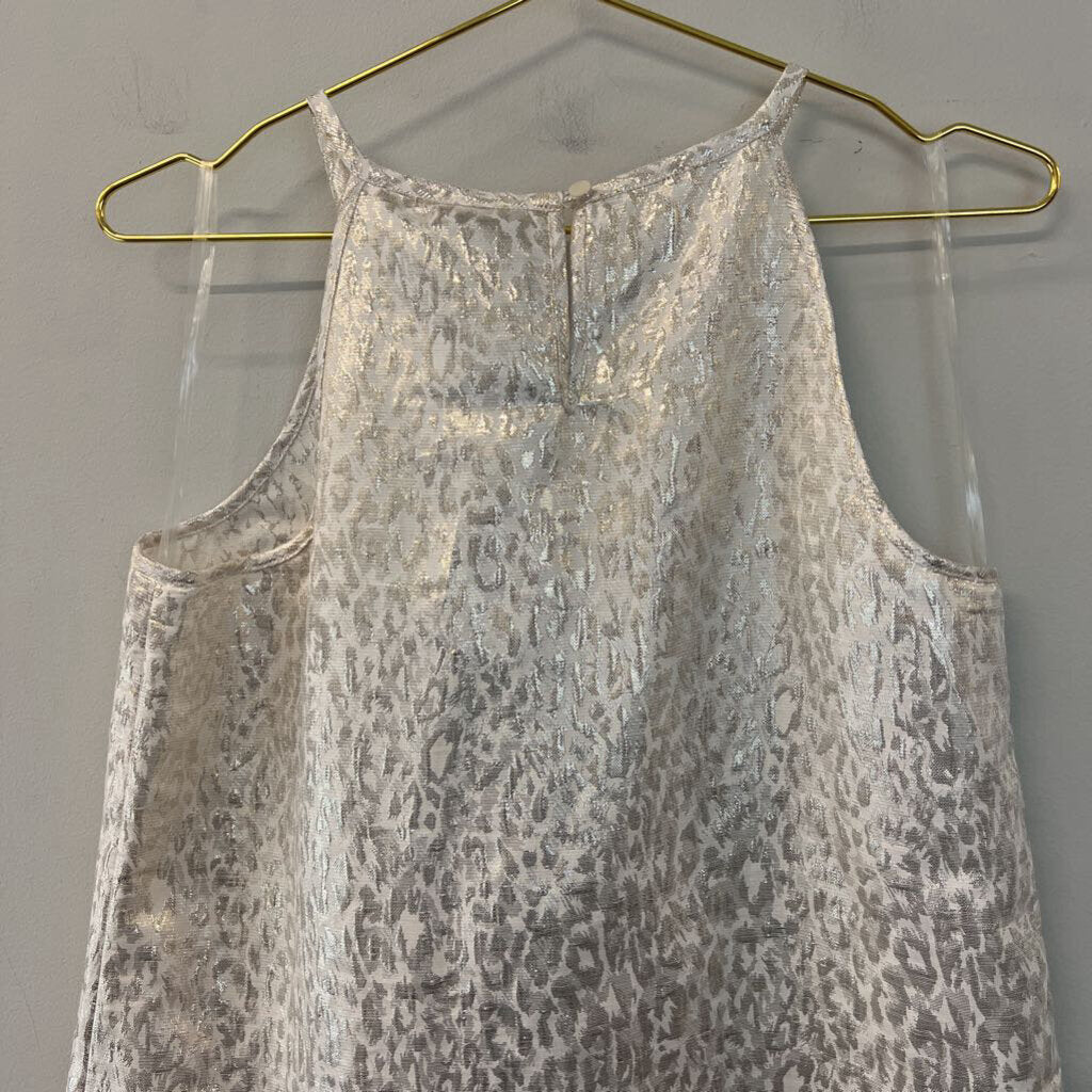 Worthington Gold Metallic Leopard Print Sleeveless Top Large