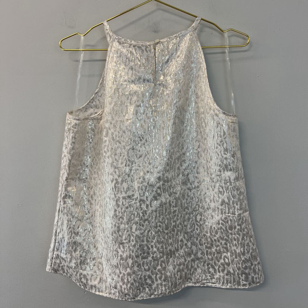 Worthington Gold Metallic Leopard Print Sleeveless Top Large