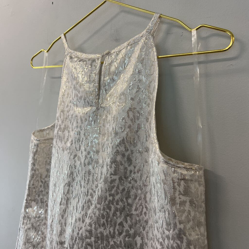 Worthington Gold Metallic Leopard Print Sleeveless Top Large