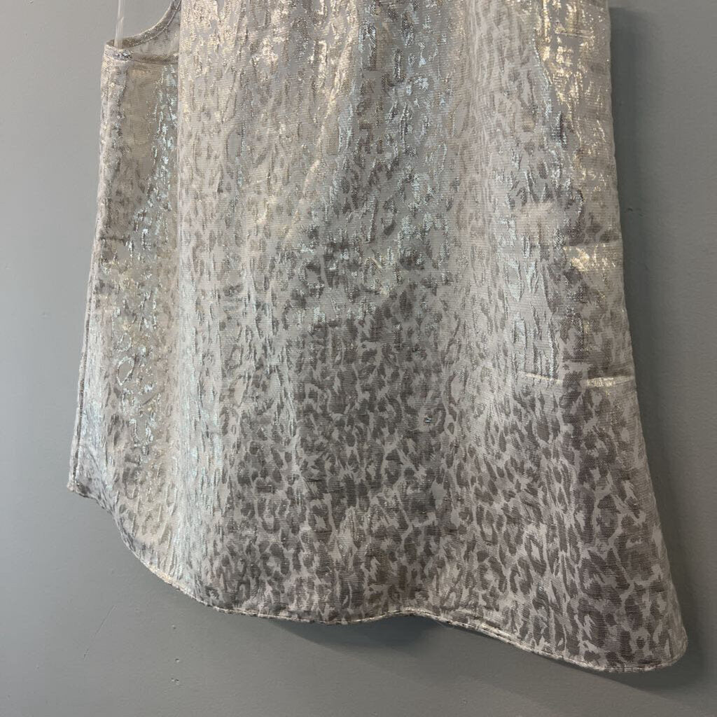 Worthington Gold Metallic Leopard Print Sleeveless Top Large