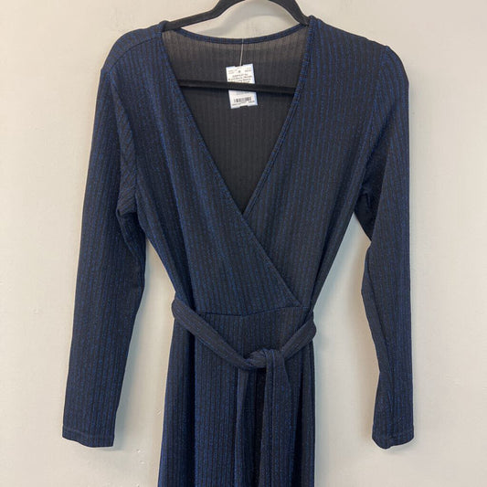 Black/ Metallic Blue Long Sleeve Jumpsuit Small