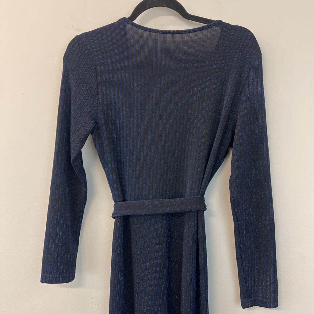 Black/ Metallic Blue Long Sleeve Jumpsuit Small