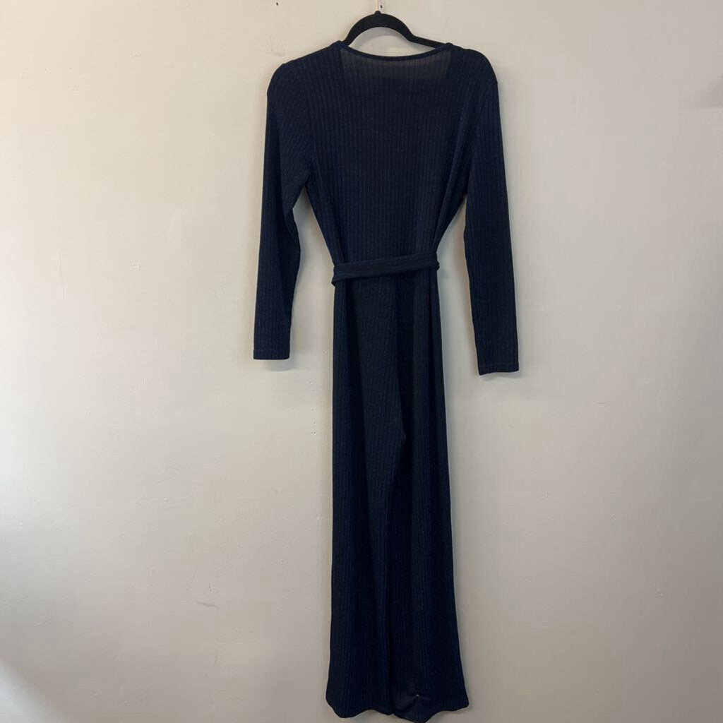 Black/ Metallic Blue Long Sleeve Jumpsuit Small