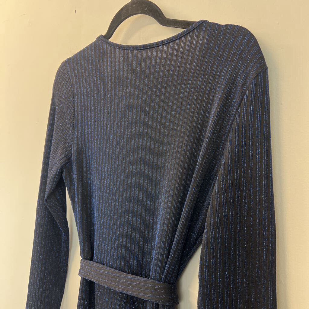 Black/ Metallic Blue Long Sleeve Jumpsuit Small