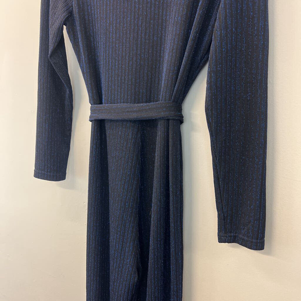 Black/ Metallic Blue Long Sleeve Jumpsuit Small