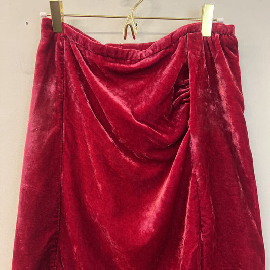 Anthropologie Pink Velvet Skirt 6