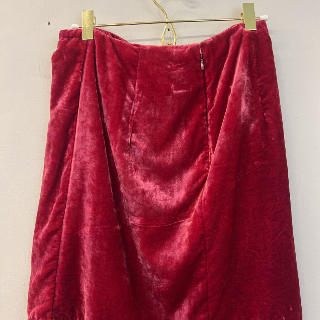 Anthropologie Pink Velvet Skirt 6