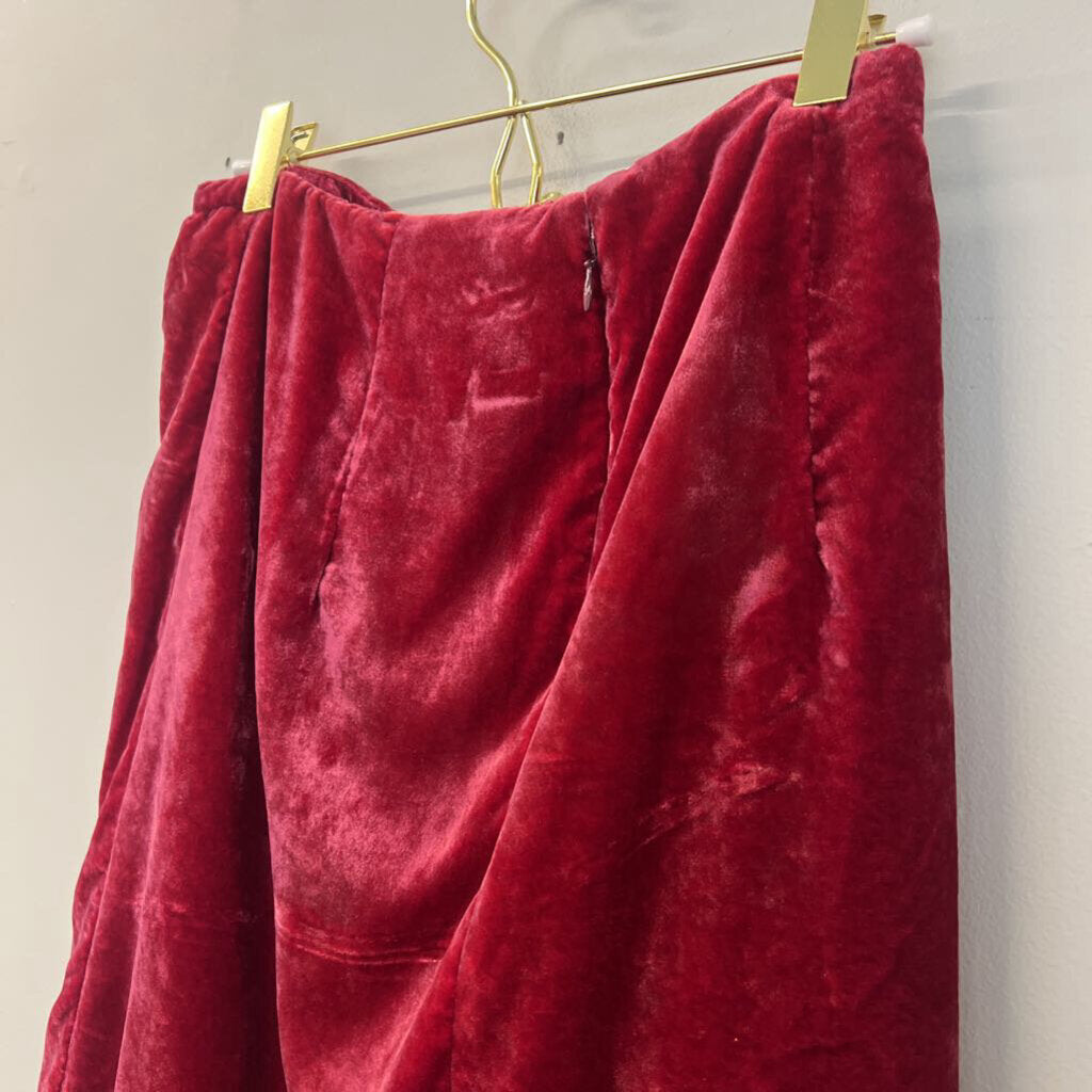 Anthropologie Pink Velvet Skirt 6