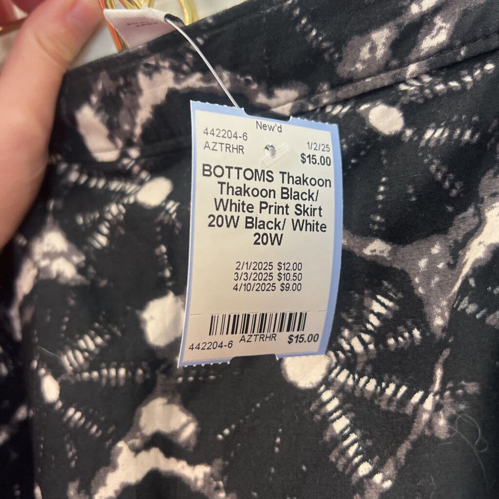 Thakoon Black/ White Print Skirt 20W