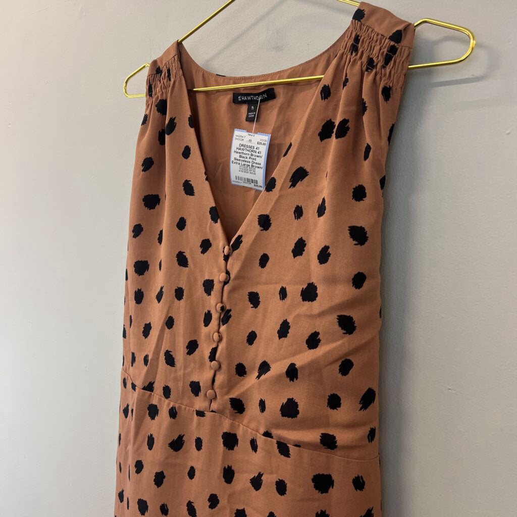 41 Hawthorn Brown/ Black Print Sleeveless Dress Extra Large