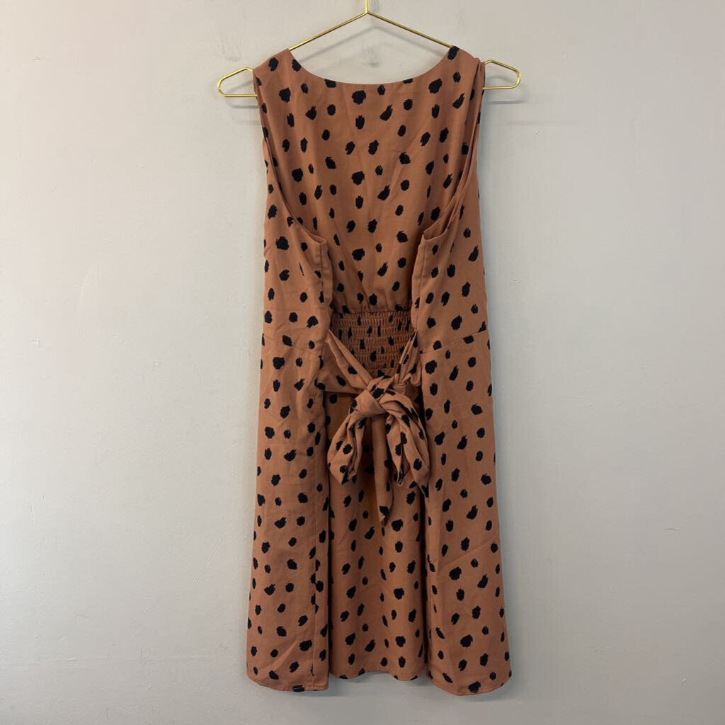 41 Hawthorn Brown/ Black Print Sleeveless Dress Extra Large