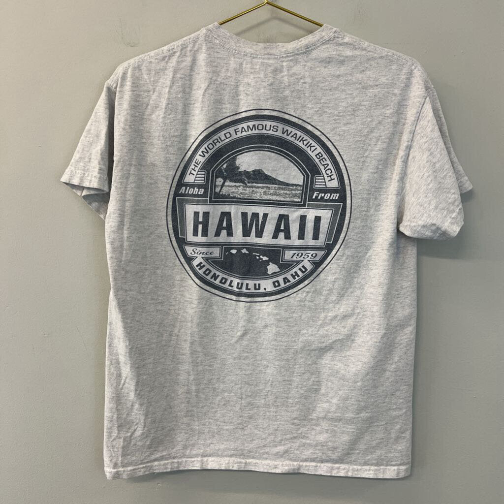 Gildan Grey Hawaii Short Sleeve Graphic Tee Medium