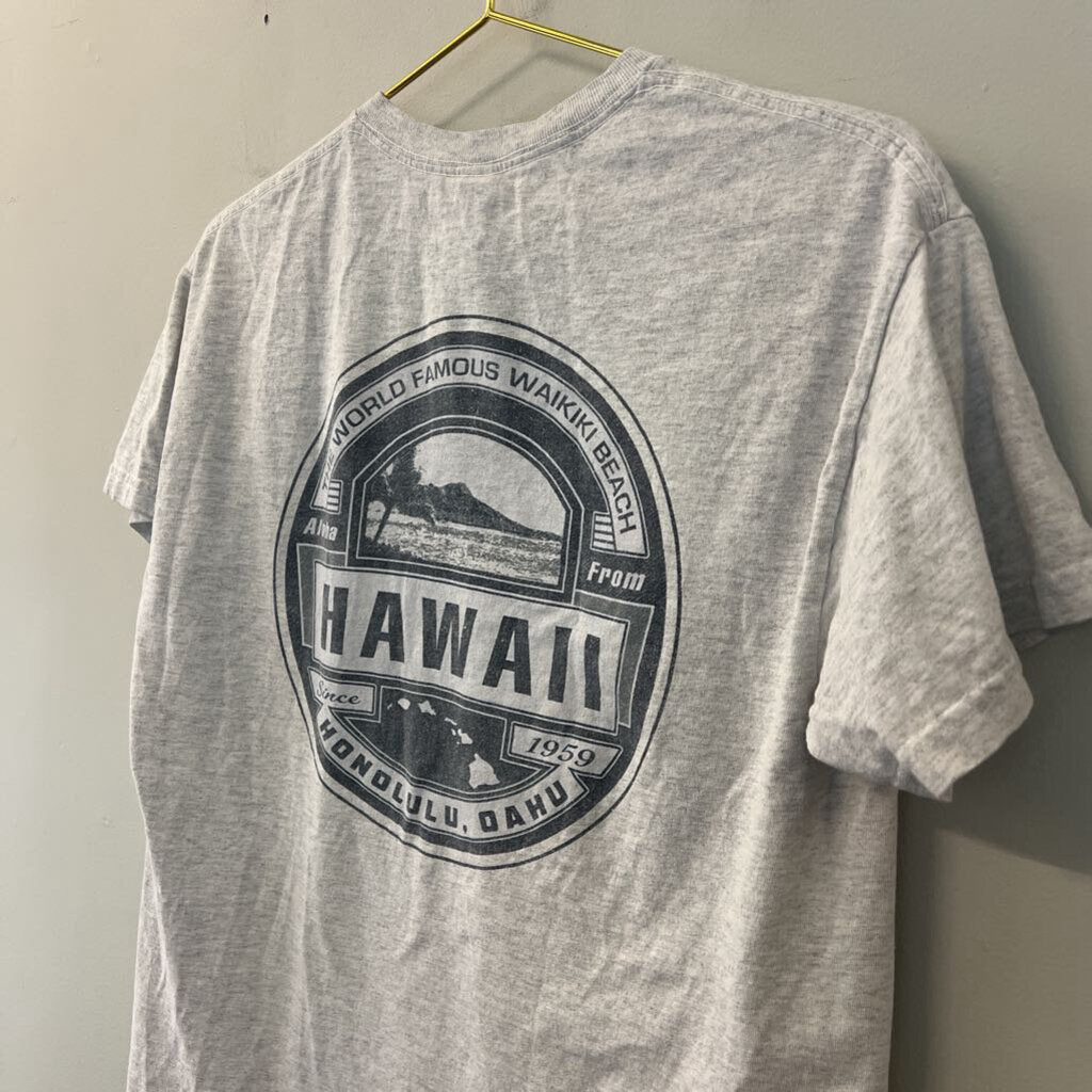 Gildan Grey Hawaii Short Sleeve Graphic Tee Medium