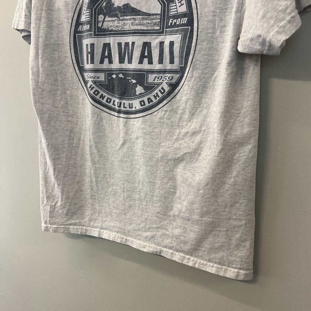 Gildan Grey Hawaii Short Sleeve Graphic Tee Medium