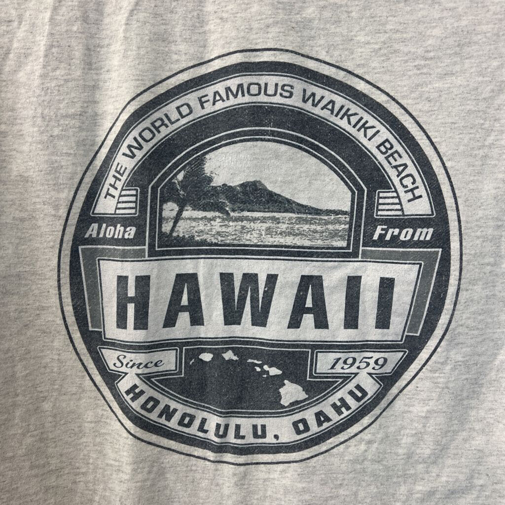 Gildan Grey Hawaii Short Sleeve Graphic Tee Medium