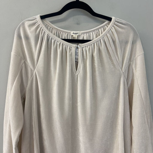 Dylan Cream Soft Velvet Long Sleeve Top Small