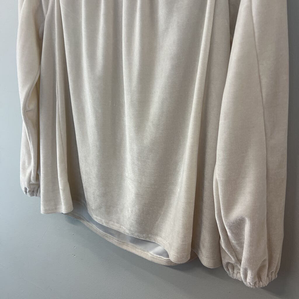 Dylan Cream Soft Velvet Long Sleeve Top Small