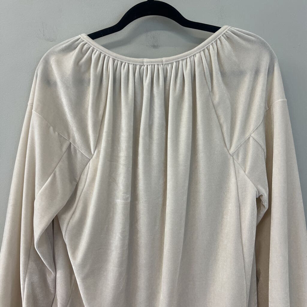 Dylan Cream Soft Velvet Long Sleeve Top Small