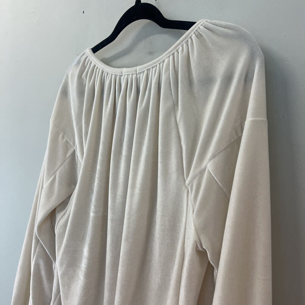 Dylan Cream Soft Velvet Long Sleeve Top Small