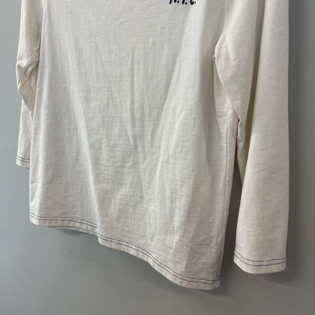 J Crew White Je Taime NYC Long Sleeve Top Small