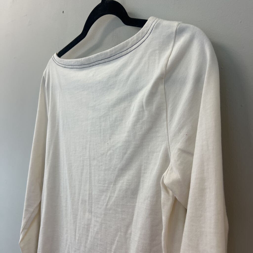 J Crew White Je Taime NYC Long Sleeve Top Small