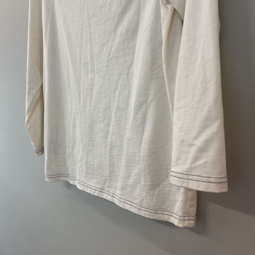 J Crew White Je Taime NYC Long Sleeve Top Small