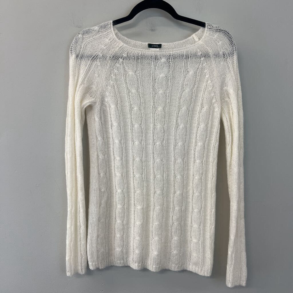 J Crew Sheer Cable Knit Long Sleeve Sweater Small