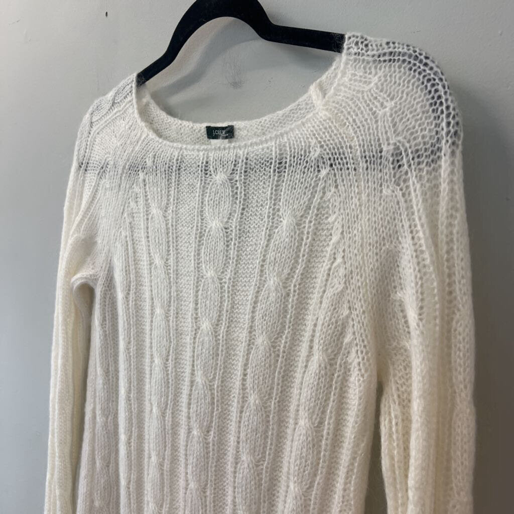 J Crew Sheer Cable Knit Long Sleeve Sweater Small