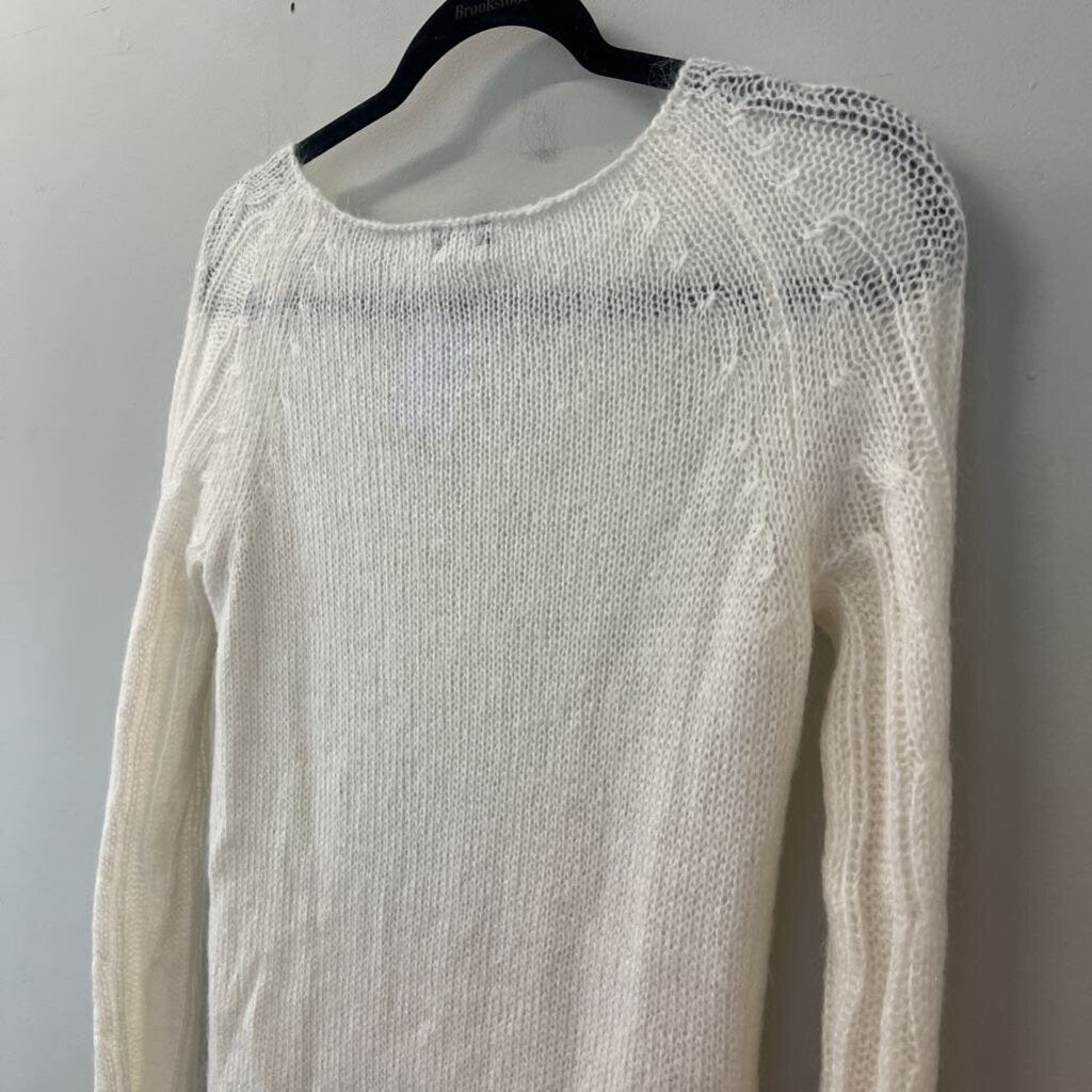 J Crew Sheer Cable Knit Long Sleeve Sweater Small