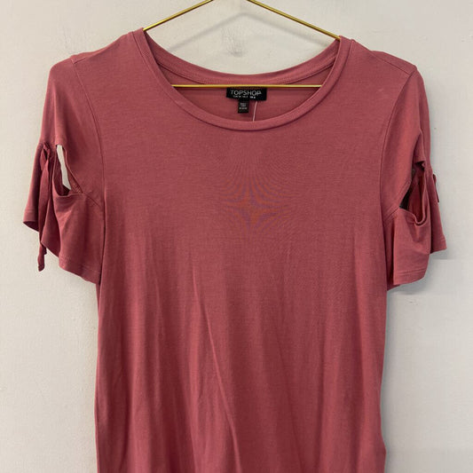 Top Shop Mauve Tie Short Sleeve Top 2