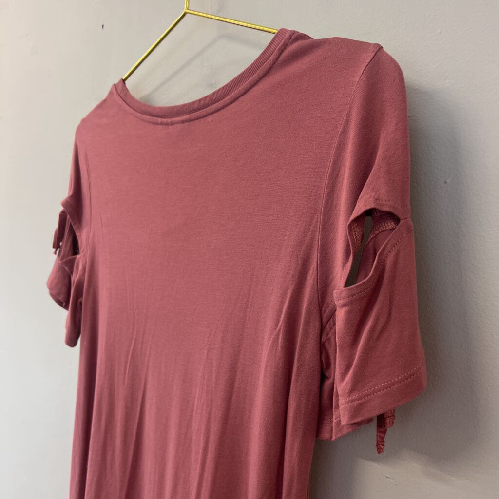 Top Shop Mauve Tie Short Sleeve Top 2