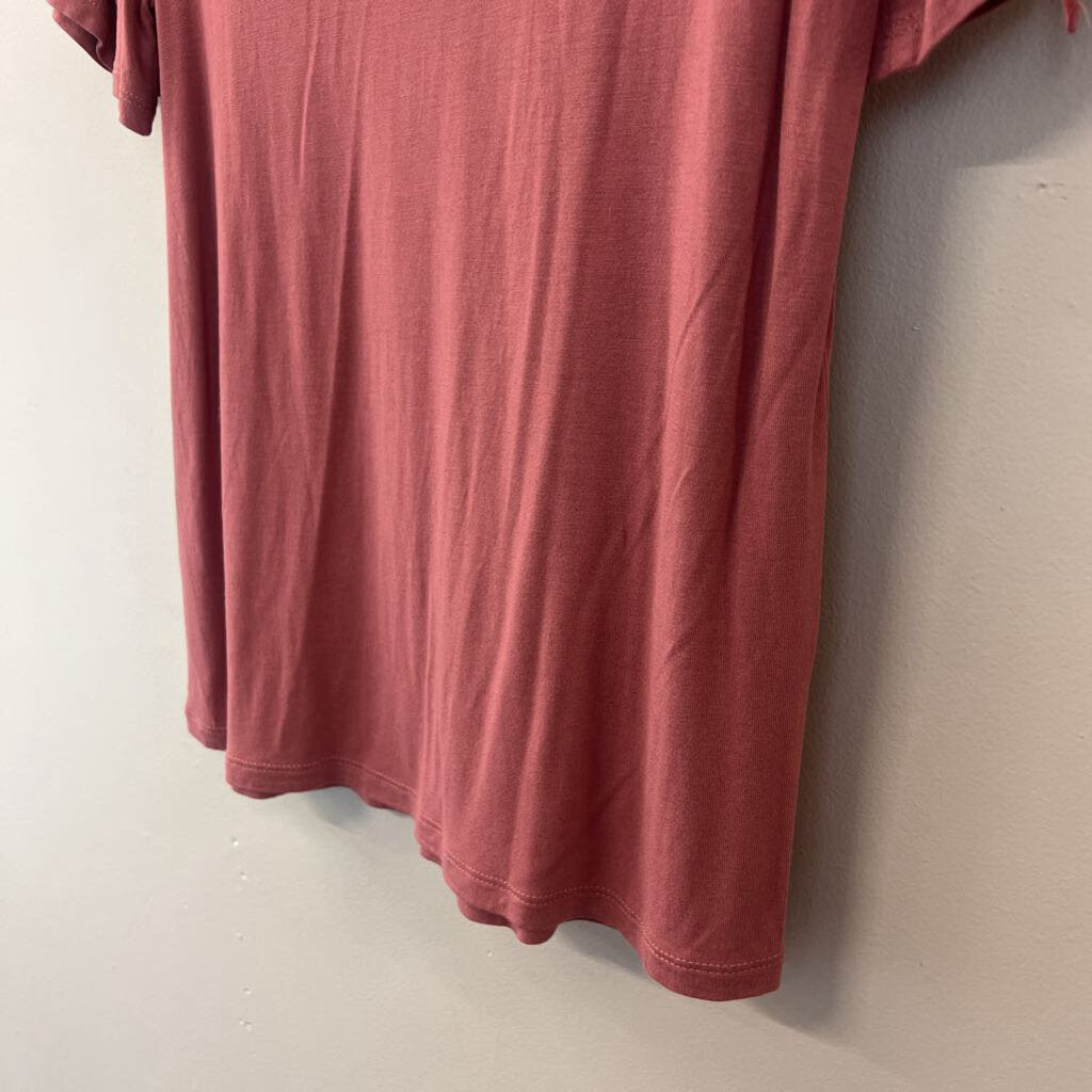 Top Shop Mauve Tie Short Sleeve Top 2