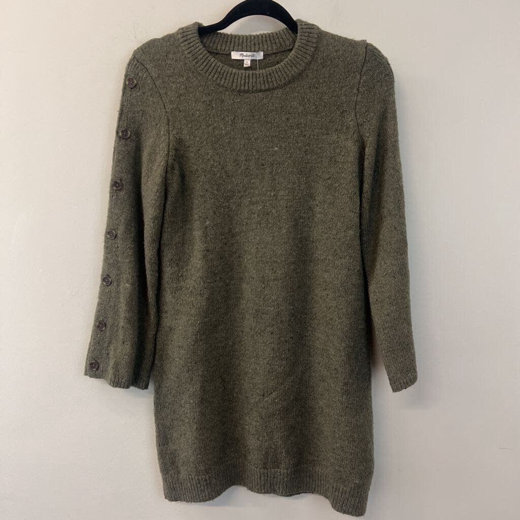 Madewell Green Knit Long Sleeve Sweater Dress Small