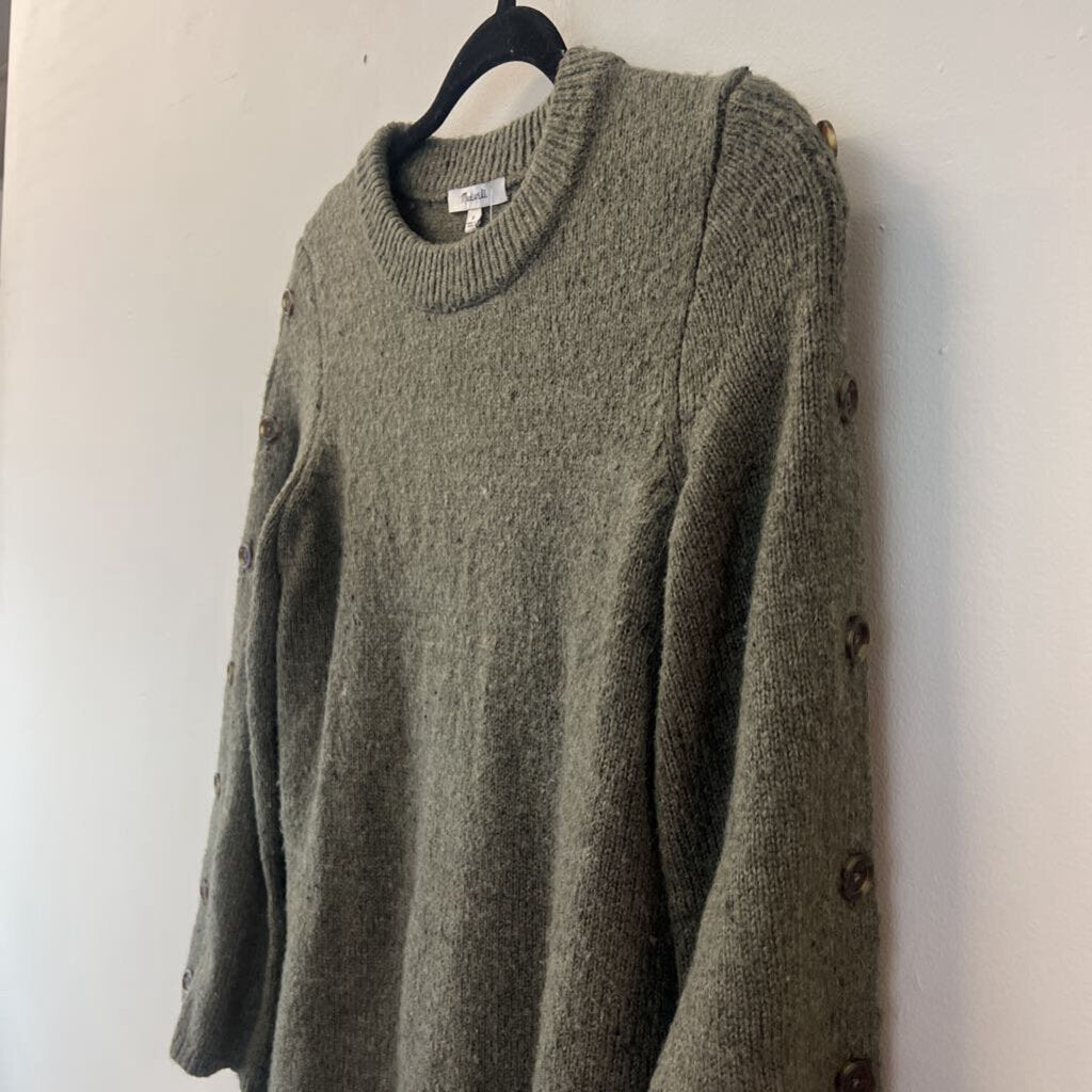 Madewell Green Knit Long Sleeve Sweater Dress Small