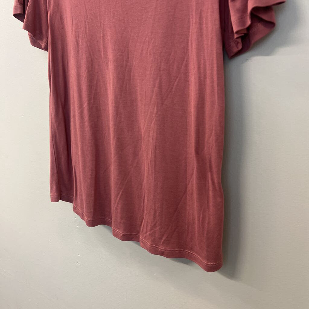 Top Shop Mauve Tie Short Sleeve Top 4