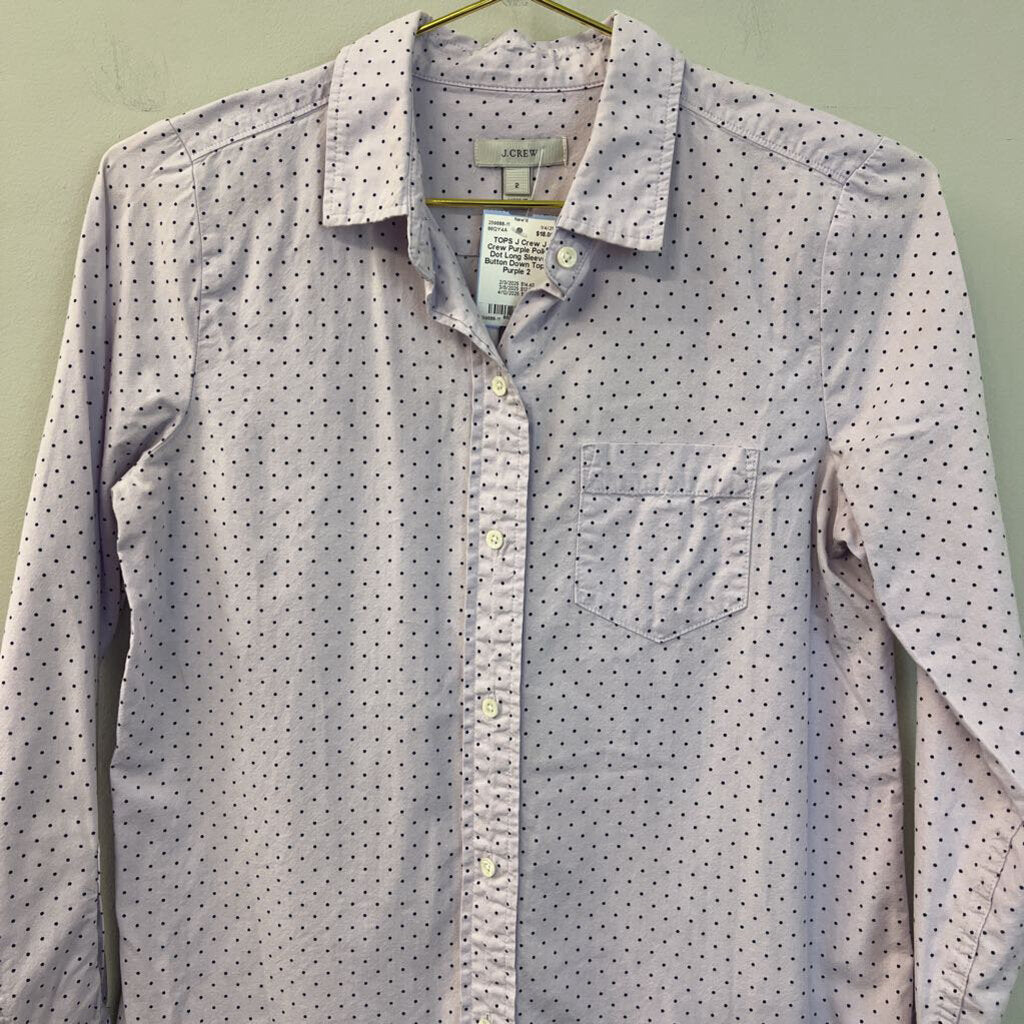 J Crew Purple Polka Dot Long Sleeve Button Down Top 2