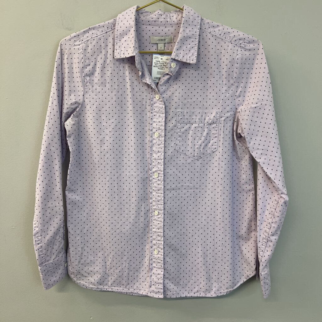 J Crew Purple Polka Dot Long Sleeve Button Down Top 2