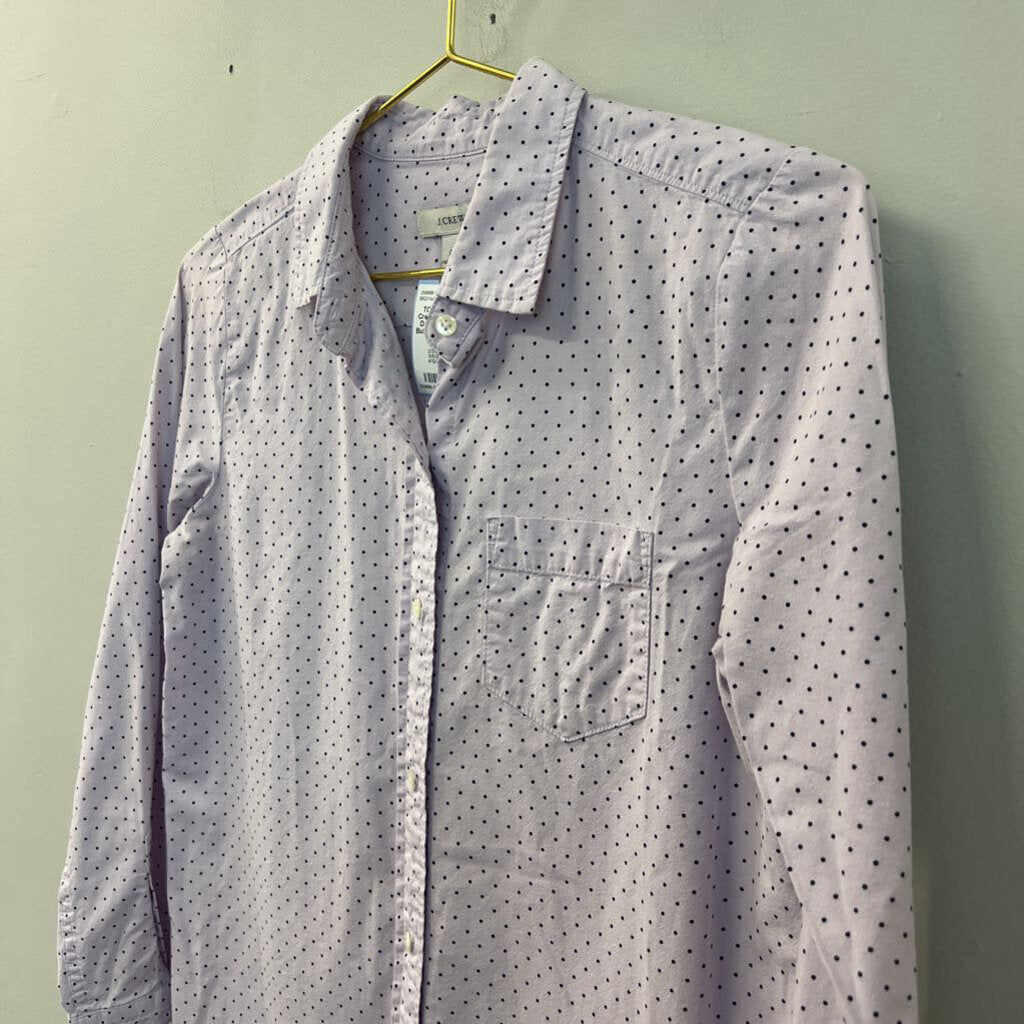 J Crew Purple Polka Dot Long Sleeve Button Down Top 2